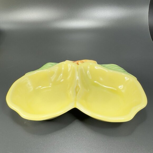 California USA Pottery Pearl Fruit Divided Dish Tray Sauce Bowl Set 2 Vintage - Picture 14 of 14